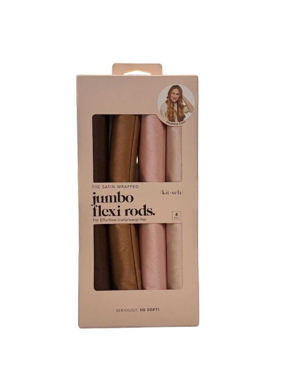 Kitsch Satin Jumbo Flexi Rods Hair Rollers - Rosewood - 4pk